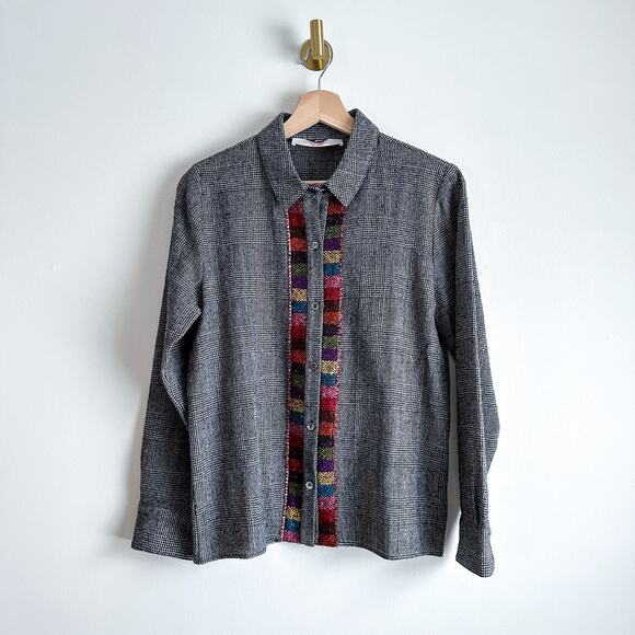 Creatures Of The Wind Wool Herringbone Embroidered Button Down Shirt - Picture 1 of 8